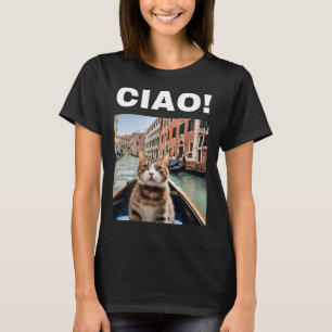 Camiseta Ciao Funny Gondolier Cat Em Um Gondola Venetiano