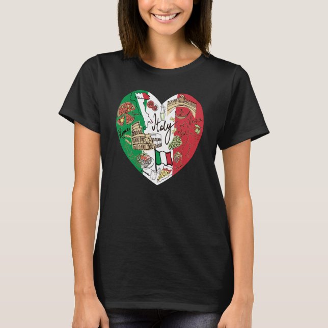 Camiseta Ciao Itália Legal Bandeira Gráfica Itália Heart Cu (Frente)