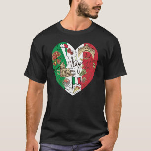 Camiseta Ciao Itália Legal Bandeira Gráfica Itália Heart Cu