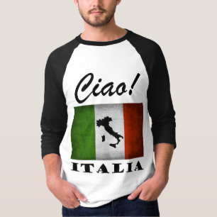 Camiseta Ciao! Mapa italiano da bandeira de Italia
