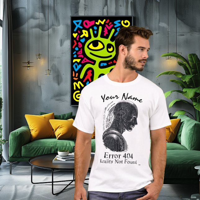 Camiseta Ciber Humano Monocromático – Erro de Nome Personal (Criador carregado)