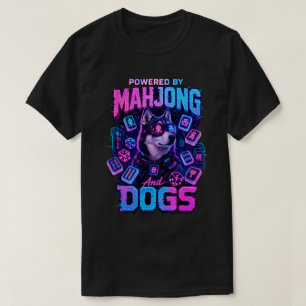 Camiseta Ciberpunk Husky Neon Mahjong Amante de Cães Jogado