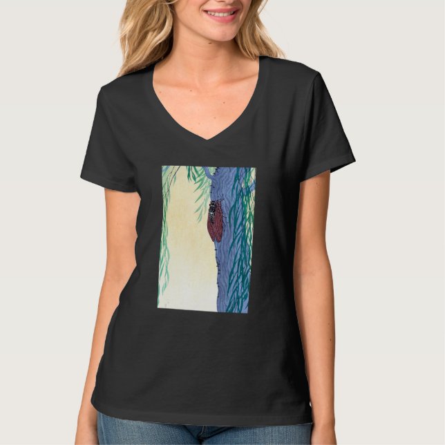 Camiseta Cicada on Tree of the Moon by Ohara Koson (Frente)