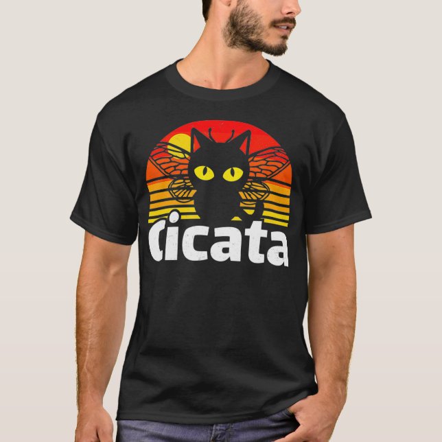 Camiseta Cicata Brood X Engraçado Gato sobrevoado do inseto (Frente)