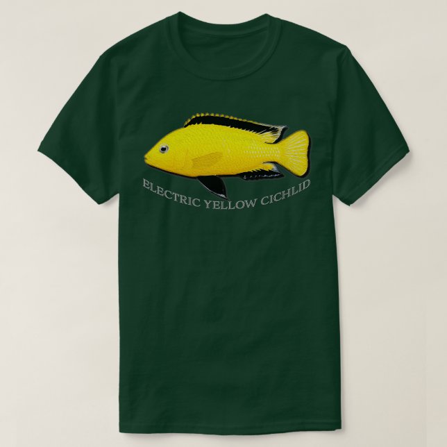 Camiseta Cichlid Amarelo Elétrico (Frente do Design)
