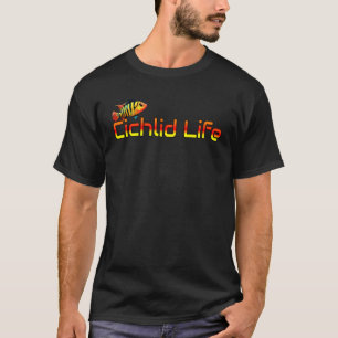 Camiseta Cichlid Life Ciclídeo Peixe Terror Vermelho Aquári