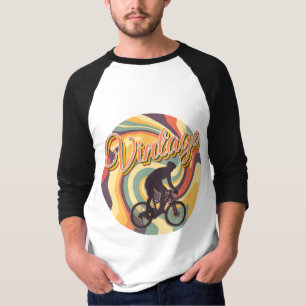CAMISETA CICLAGEM DE RETRO DE VINTAGEM EM CASCA COLORIDA