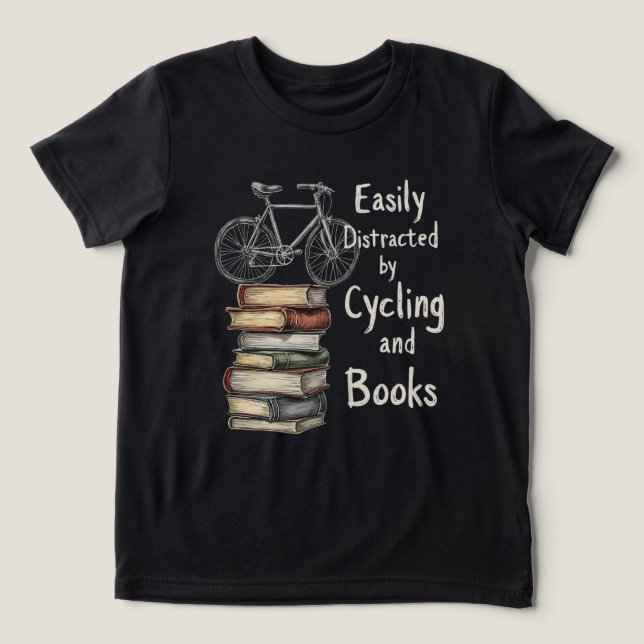 Camiseta Ciclagem Engraçada e Cota de Livros (Design frontal)