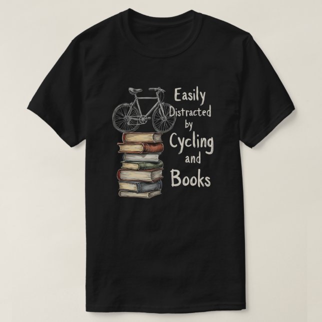 Camiseta Ciclagem Engraçada e Cota de Livros (Frente do Design)