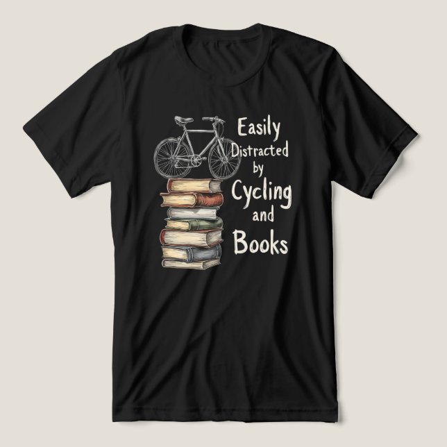 Camiseta Ciclagem Engraçada e Cota de Livros (Design frontal)