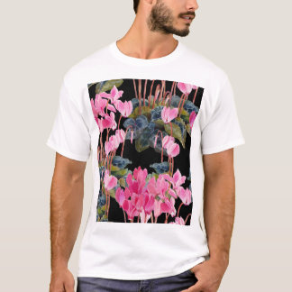 Camiseta Ciclame Rosa: Aquarela Floral Escura