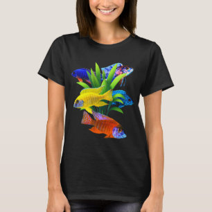 Camiseta Ciclídeos Africanos Peacock Cichlid Peixe Água Doc