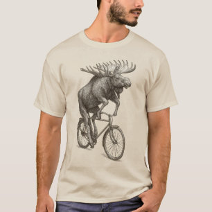 Camiseta Ciclismo de Alce Arte Vintage Amante de Animais