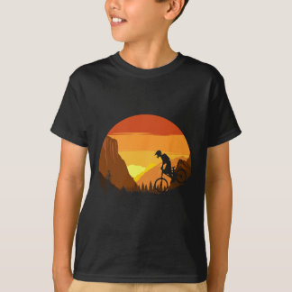 Camiseta Ciclismo de Montanha Trilha Retro do Pôr do Sol 