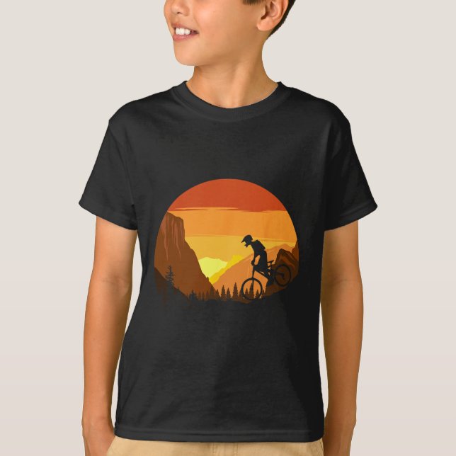 Camiseta Ciclismo de Montanha Trilha Retro do Pôr do Sol  (Frente)
