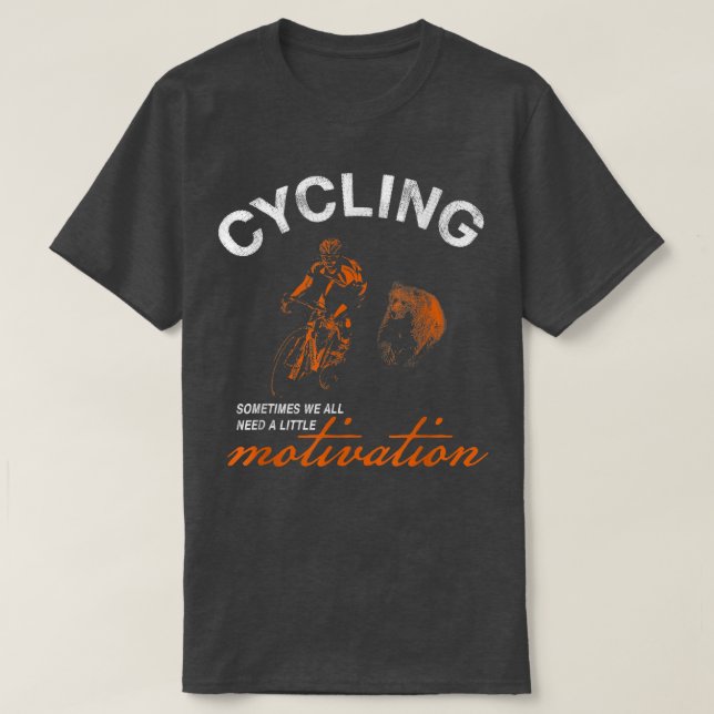 Camiseta Ciclismo Motivação Bicicleta Rodoviária do Urso En (Frente do Design)