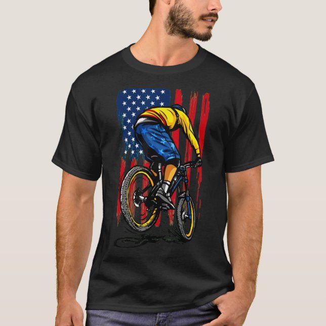 Camiseta Ciclista Bicicleta Bicicleta Americana Bandeira Mt (Frente)