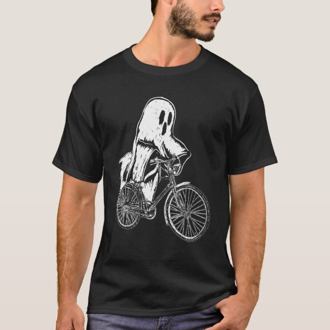 Camiseta Ciclista Halloween Ghost Riding Bicycle Bik (Frente)