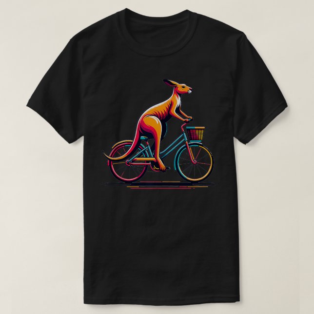Camiseta Ciclista Kangaroo Riding Bicycle australiano (Frente do Design)