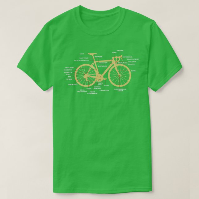Camiseta Ciclo de bicicleta Anatomia rodoviária Peças de bi (Frente do Design)