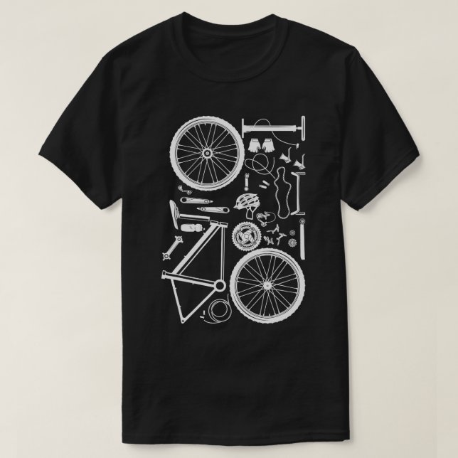Camiseta Ciclo de Descida de Peças de Bicicleta Montanhbike (Frente do Design)