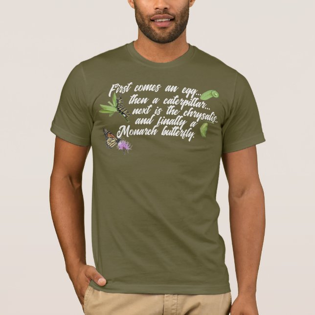 Camiseta ciclo de vida da borboleta monarca (Frente)