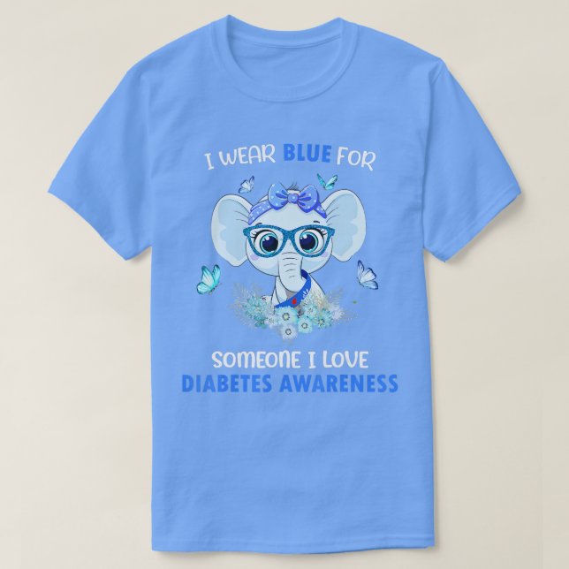 Camiseta Ciclo de Vida Diabetes Sensibilização Elefante Co (Frente do Design)