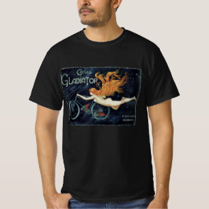 Camiseta Ciclos Gladiator, Arte Nova Vitoriana Vintage