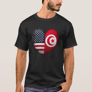 Camiseta Cidadania Dupla EUA Tunísia Coração
