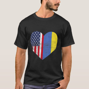 Camiseta Cidadania Dupla EUA Ucrânia Coração Americano Ucra