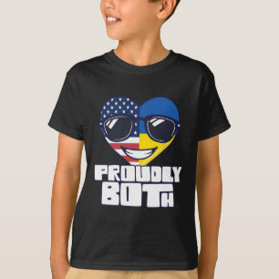 Camiseta Cidadania Dupla Orgulhosamente Ambos EUA Ucrânia 