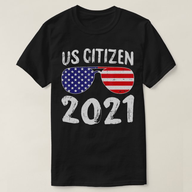 Camiseta Cidadão Americano 2021 4 De Julho Legal Bandeira A (Frente do Design)