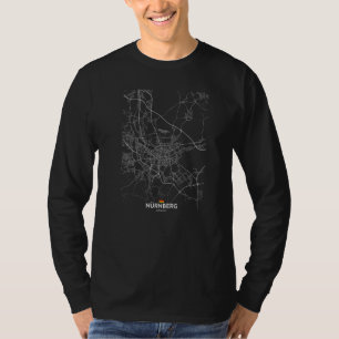 Camiseta cidade alemã de Nuremberga mapa Viagem souvenir