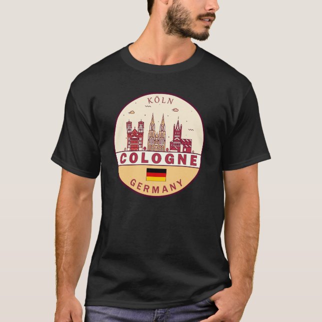 Camiseta Cidade da Alemanha, Colônia - Skyline Emblem (Frente)