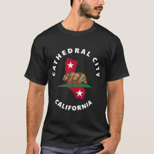Camiseta Cidade da Catedral Califórnia CA Flag e Bear Crach