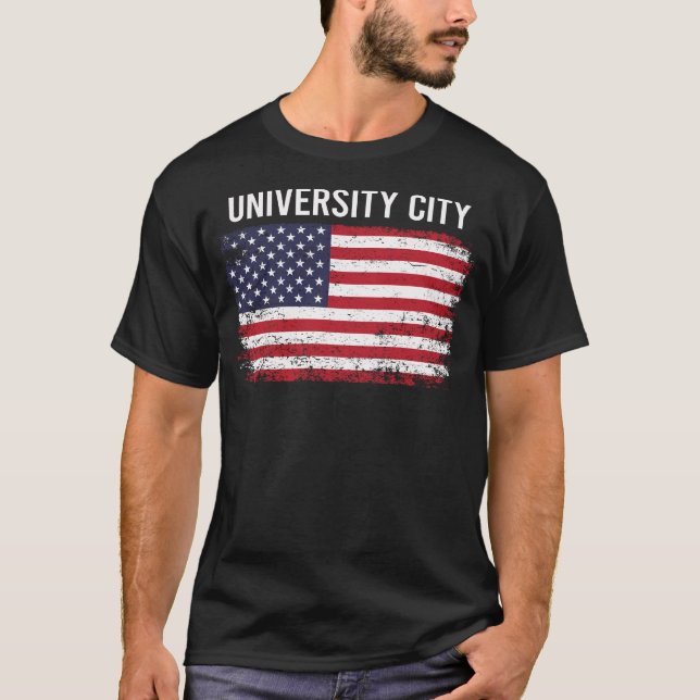 Camiseta Cidade da Universidade de Bandeira Americana (Frente)
