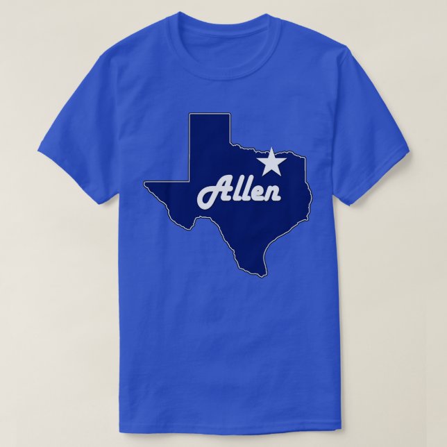 Camiseta Cidade de Allen Texas Lone State Map Marinho Blue (Frente do Design)