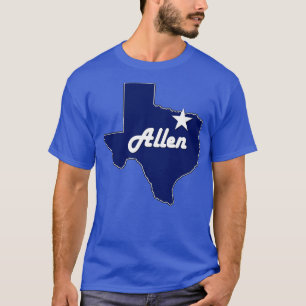 Camiseta Cidade de Allen Texas Lone State Map Marinho Blue