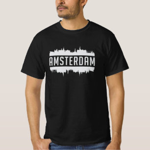 Camiseta Cidade de Amsterdã Skyline Cityscape Funny Idet