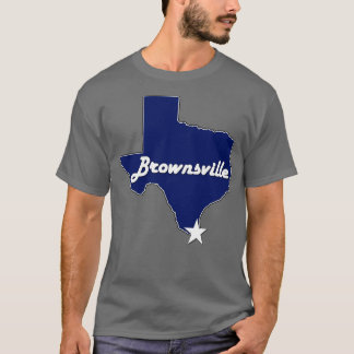 Camiseta Cidade de Brownsville Texas Lone State Map Marinho