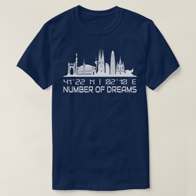 Camiseta Cidade de Coordenadas GPS do Skyline de Barcelona (Frente do Design)