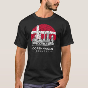 Camiseta Cidade de Copenhaga Bandeira Dinamarca