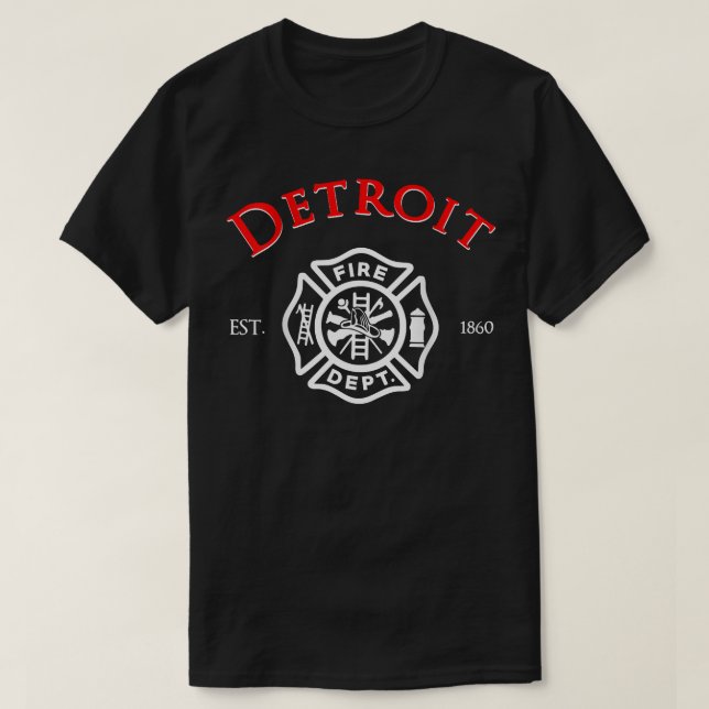 Camiseta Cidade de Detroit Fire Rescue do Bombeiro Michigan (Frente do Design)