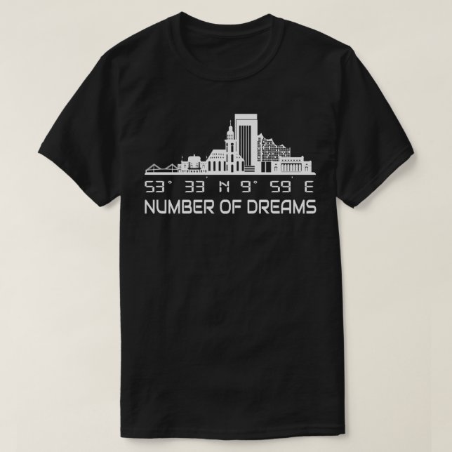 Camiseta Cidade de Dream, Coordenadas GPS de Skyline de Ham (Frente do Design)