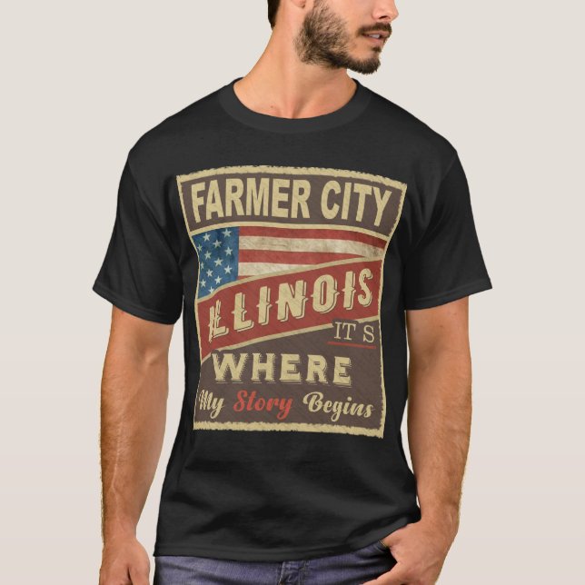 Camiseta CIDADE DE FARMER, IL É onde minha história começa (Frente)