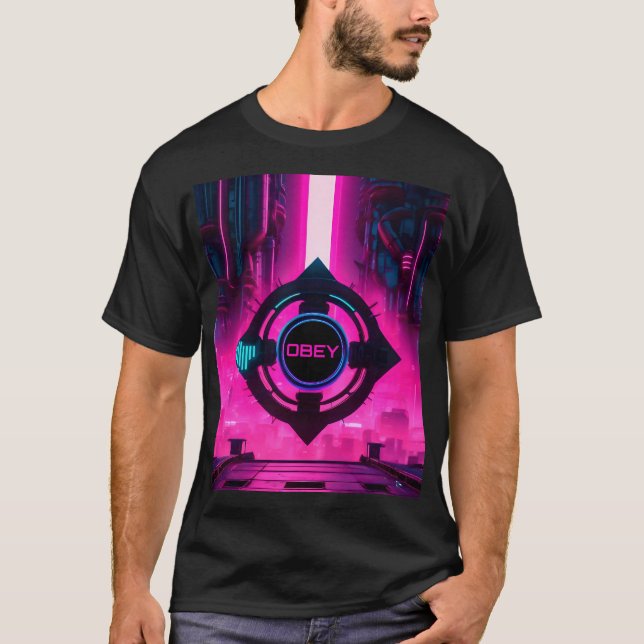 Camiseta Cidade de Ficção Científica Distópica com Neon Cyb (Frente)