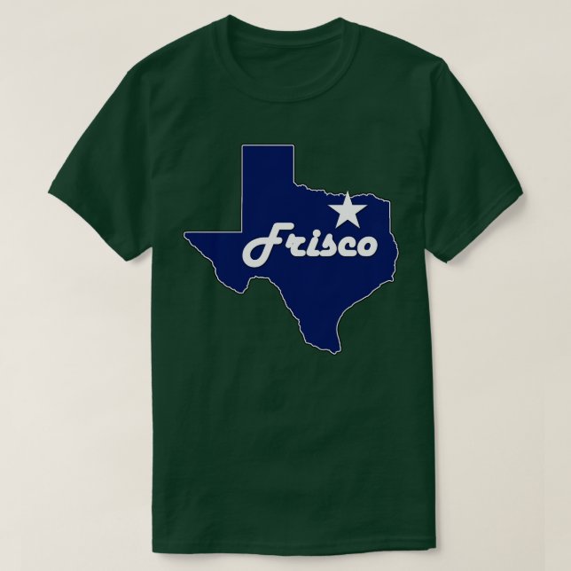 Camiseta Cidade de Frisco, Texas Lone State Map Marinho Blu (Frente do Design)