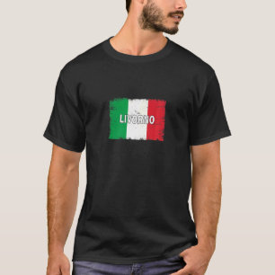 Camiseta Cidade de Livorno Itália com Bandeira Italiana