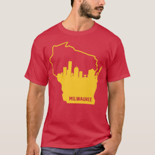Camiseta Cidade de Milwaukee, Contorno do Estado legal Amar