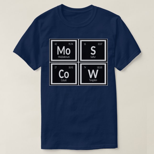 Camiseta Cidade de Moscou Mesa periódica de elementos (Frente do Design)